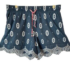 Anthropologie Ett:Twa Shorts Size Small Embroidered Scalloped Eyelet Pull On
